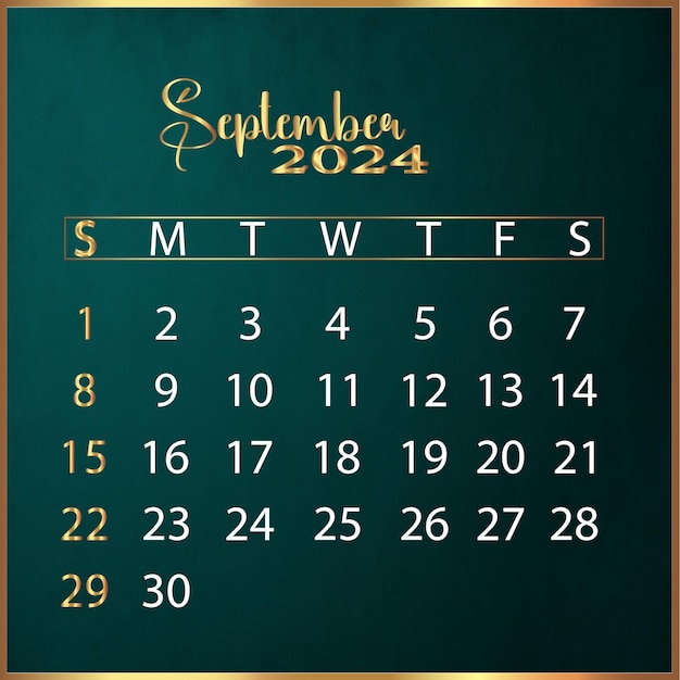 Vector calendario de septiembre de 2024 calendario de año nuevo 2024