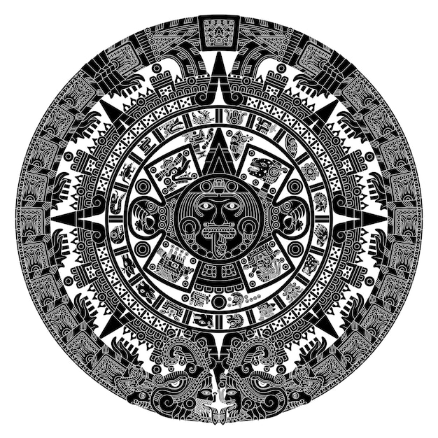 Vector el calendario solar de la antigua civilización azteca