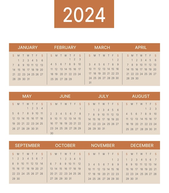 Calendario vectorial 2024 Vector Premium