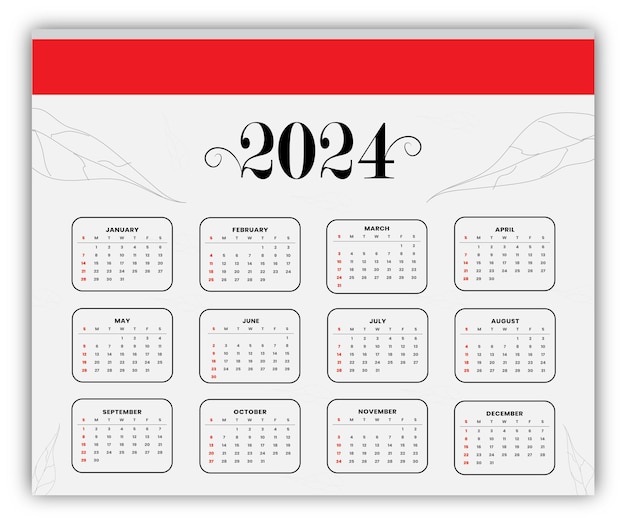 Calendario vectorial para el año 2024