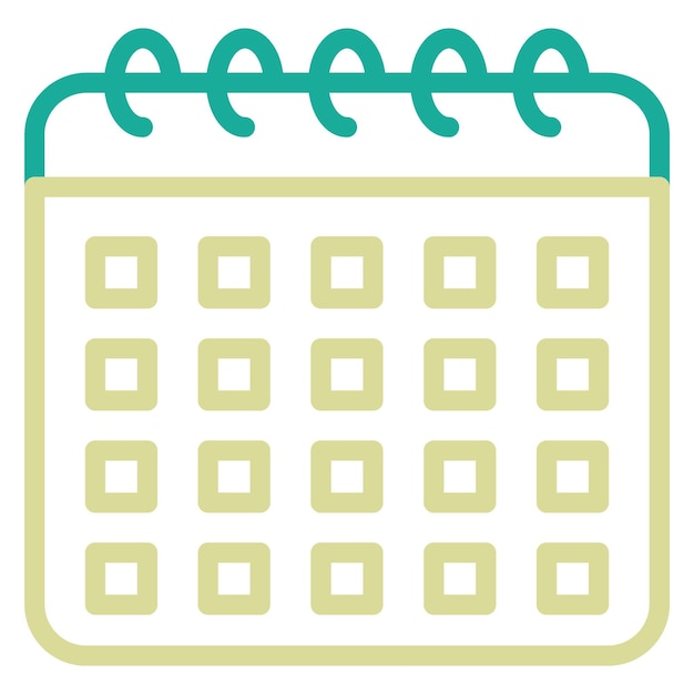 un calendario verde y amarillo con un borde verde y un borde azul y verde