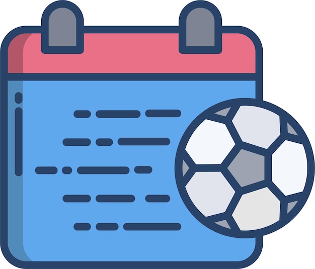 Calendarios de fútbol Ilustración de vectores de color lineal sólido