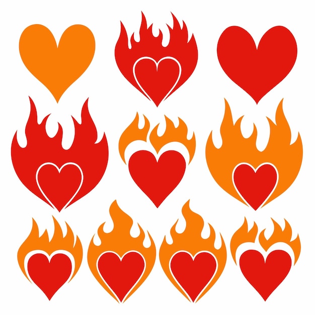 Calentar los corazones con las llamas Arte vectorial