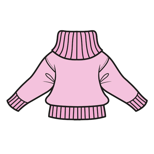 Cálida variación de color de suéter de lana corta para colorear página sobre un fondo blanco