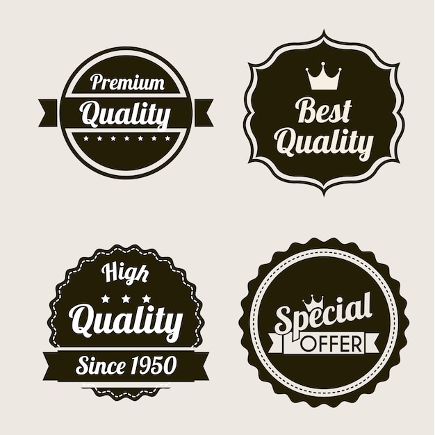 Calidad premium sobre fondo beige, ilustración vectorial