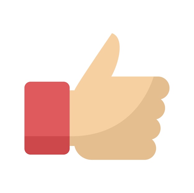 Calidad pulgar arriba icono vector plano Mejor mano Éxito cliente aislado