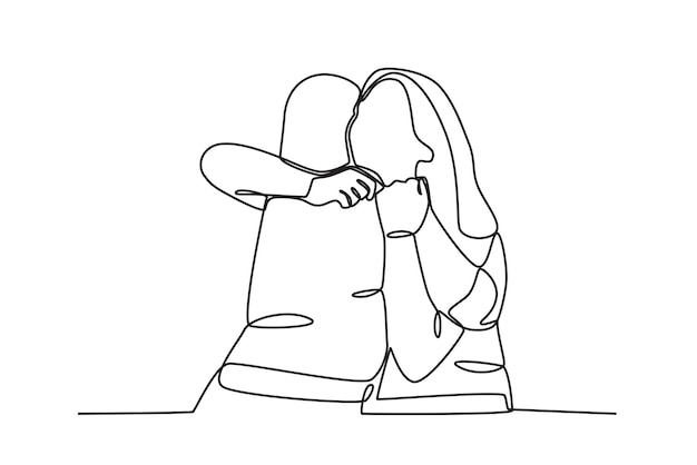 Un cálido abrazo de dos amigos Día Nacional del Abrazo dibujo en línea