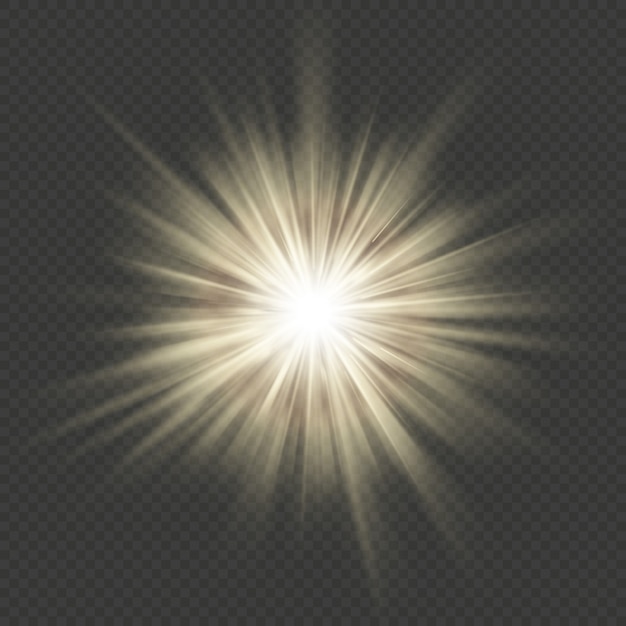Cálido resplandor estrella explosión llamarada explosión efecto de luz transparente.