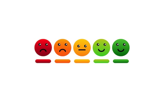 calificación de cinco estrellas comentarios cliente o cliente revisión concepto emoji triste expresión feliz vector de estado de ánimo