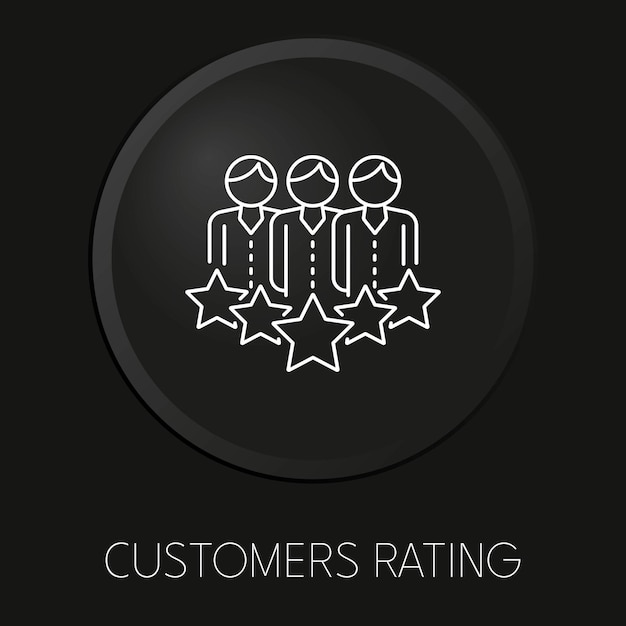 Calificación del cliente icono de línea de vector mínimo en botón 3D aislado sobre fondo negro Vector Premium