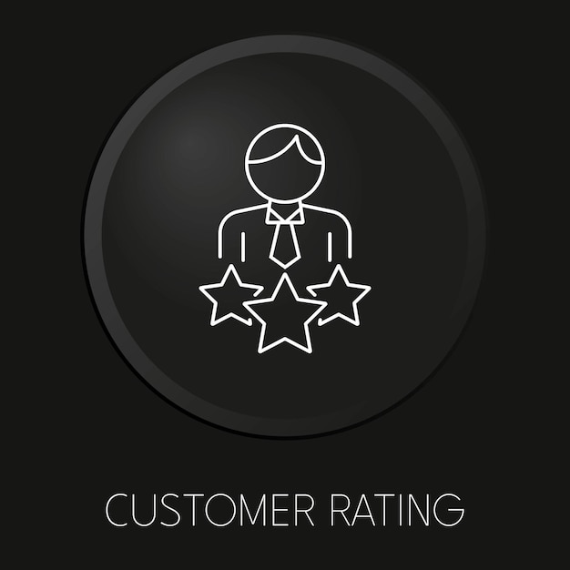 Calificación del cliente icono de línea de vector mínimo en botón 3D aislado sobre fondo negro Vector Premium