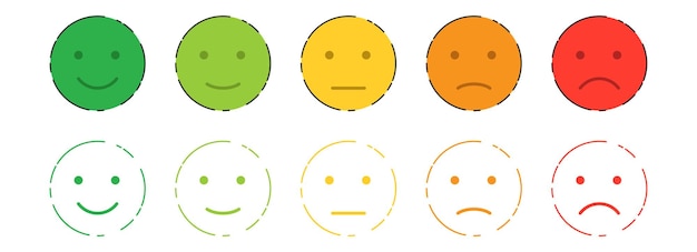 Calificación de comentarios de emoji Los clientes revisan la colección de vectores