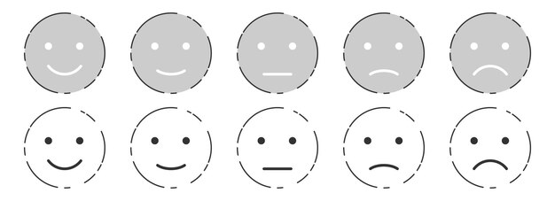 Calificación de comentarios de emoji Los clientes revisan la colección de vectores
