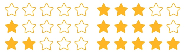 Calificación de estrellas de 0 a 5 conjunto de iconos de revisión de calificación Símbolo de marca amarilla cinco Vector superior de nivel de señal