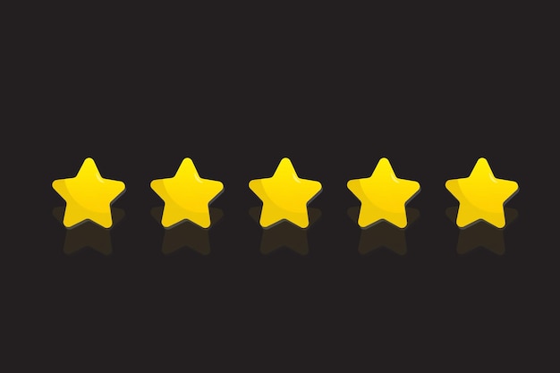Calificación de estrellas 5 reseñas sobre fondo negro