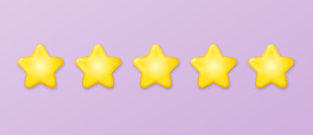Calificación vectorial con cinco estrellas doradas