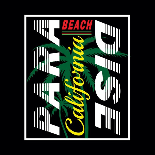 California playa paraíso diseño vector tipografía gráficos impresión etc premium vector