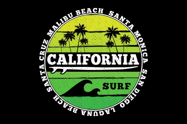 Vector california surf naturaleza playa verano