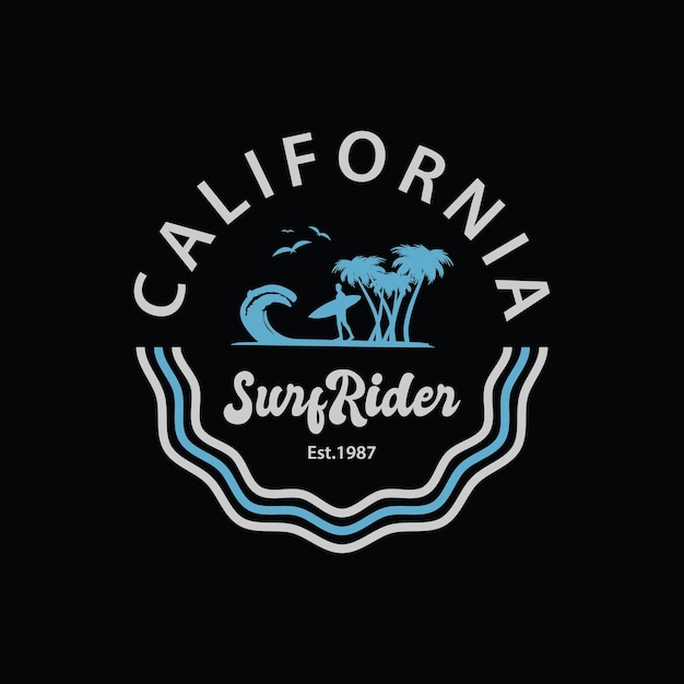 California surf rider ilustración tipografía vector camiseta diseño