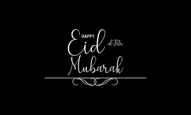 Vector caligrafía aislada de feliz eid mubarak con color negro