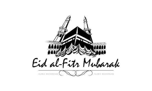 Caligrafía aislada de feliz eid mubarak con color negro