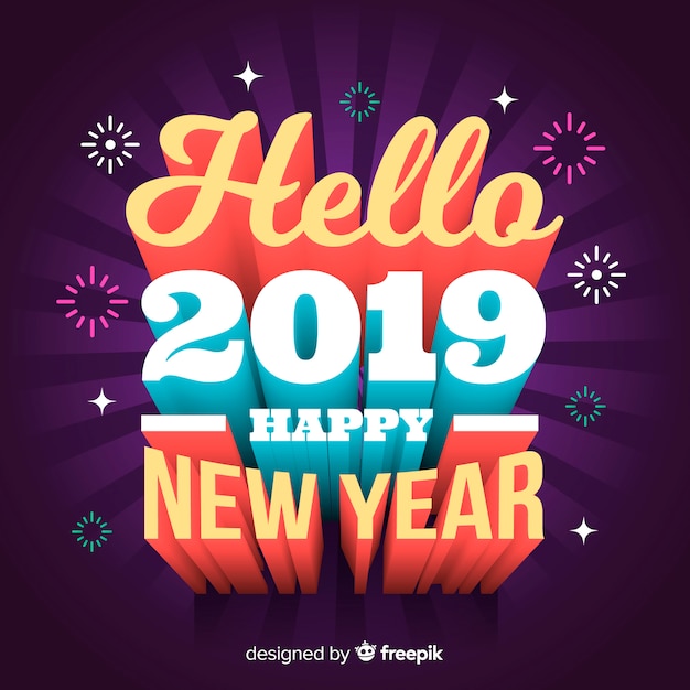 Vector caligrafía año nuevo 2019 en 3d