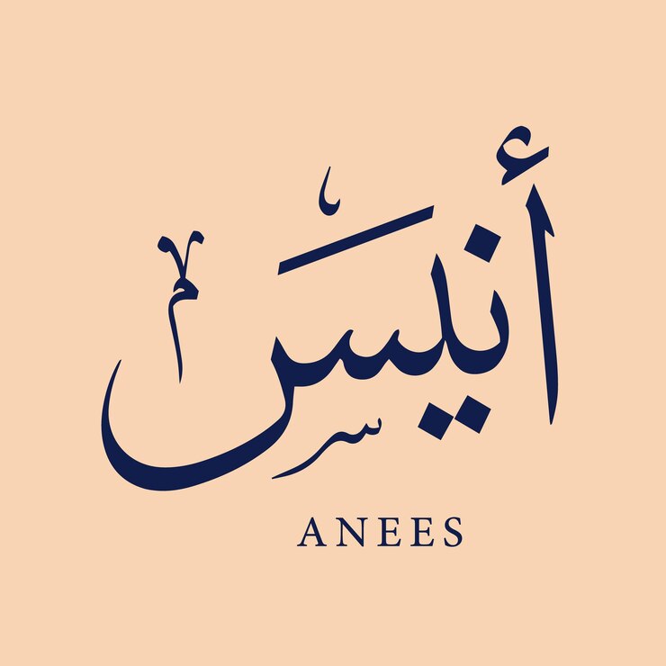Caligrafía árabe Nombre Traducido Anees Letras árabes Alfabeto Tipografía de fuentes Letra