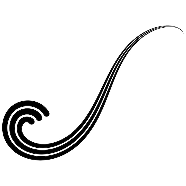 Caligrafía curvada de tres rayas rizo caligrafía de olas de mar logotipo de cinta elegantemente curvada