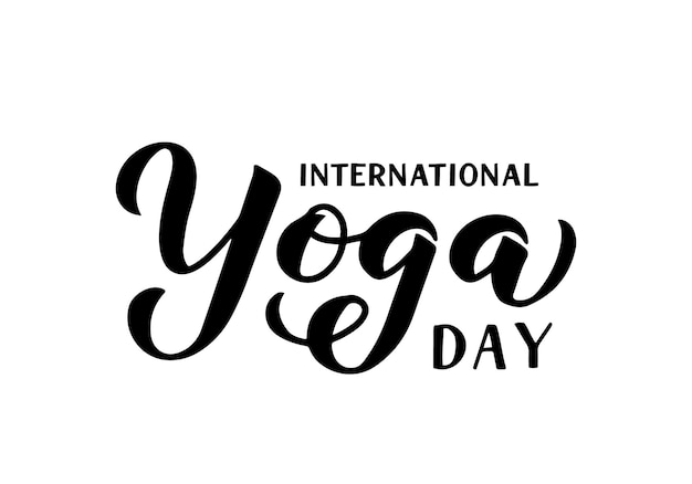 Caligrafía del Día Internacional del Yoga letras a mano aisladas en blanco fácil de editar plantilla vectorial para pancartas tipografía cartel volante pegatina tarjeta postal camiseta diseño de logotipo, etc.