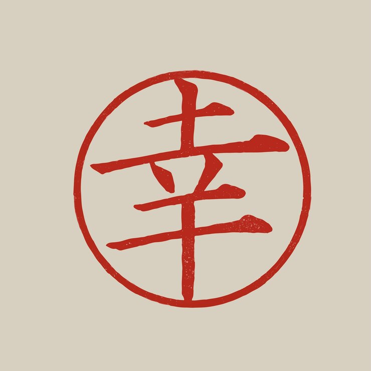 Vector caligrafía japonesa para la ilustración de la felicidad