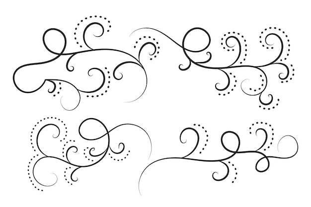 Caligrafía líneas de filigrana divisores de texto vintage flores decorativas pergaminos de boda adornados
