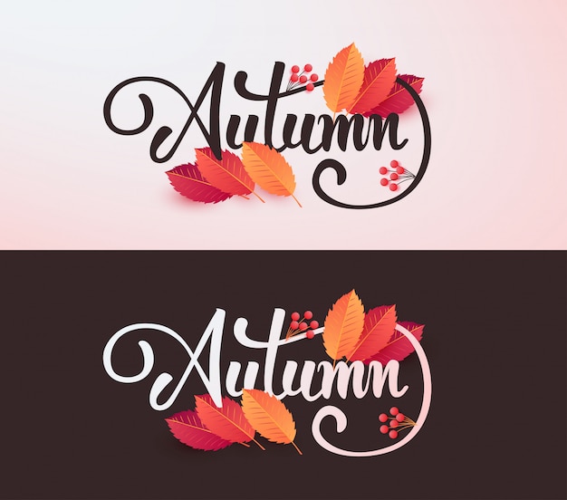 Vector caligrafía de otoño. letras de temporada.
