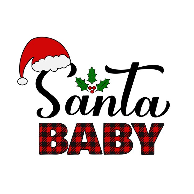 Caligrafía de Papá Noel letras a mano cita de Año Nuevo y Navidad plantilla vectorial para tipografía cartel de felicitación cartel de bandera pegatina ropa para niños, etc.