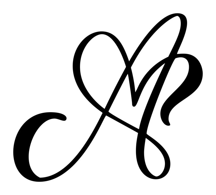 Vector caligrafía vectorial dibujada a mano carta de amor un logotipo de fuente mayúscula de escritura estilo de pincel escrito a mano