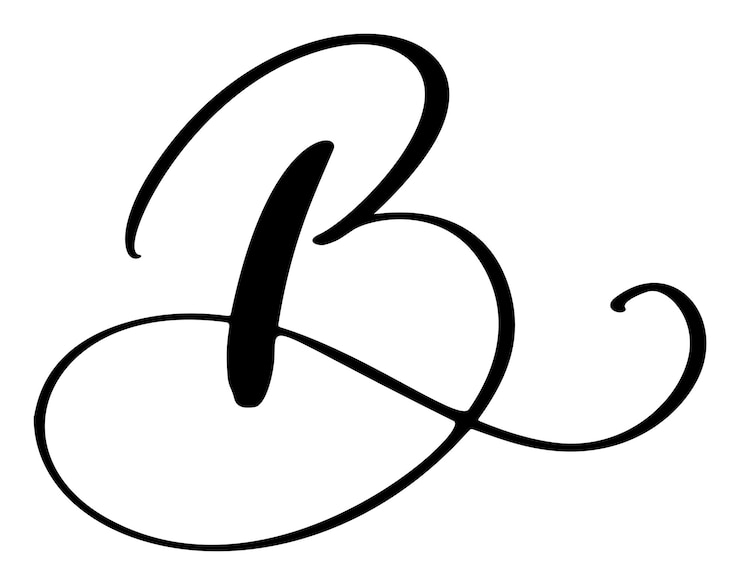 Vector caligrafía vectorial dibujada a mano letra b letra del logotipo del guión estilo de pincel escrito a mano florece