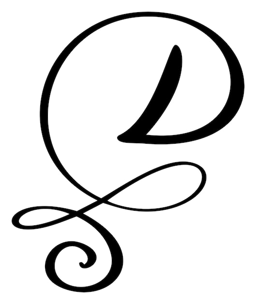 Caligrafía vectorial dibujada a mano letra D Logotipo de fuente de escritura Estilo de pincel escrito a mano