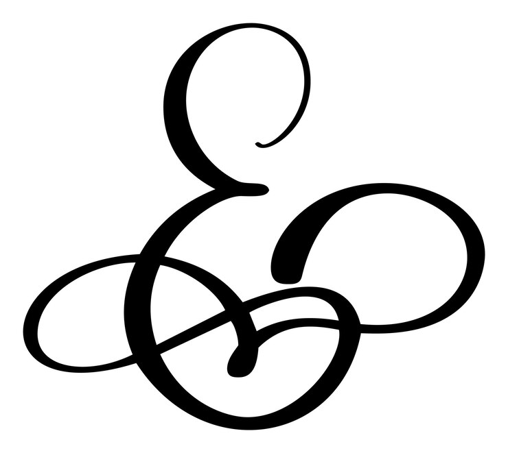Vector caligrafía vectorial dibujada a mano letra e logotipo de fuente de escritura estilo de pincel escrito a mano
