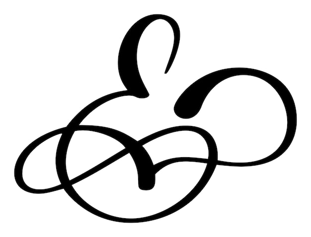 Caligrafía vectorial dibujada a mano letra E Logotipo de fuente de escritura Estilo de pincel escrito a mano
