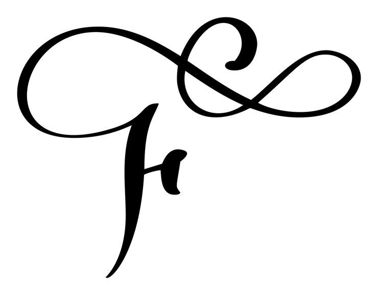 Vector caligrafía vectorial dibujada a mano letra f logotipo de fuente de escritura estilo de pincel escrito a mano