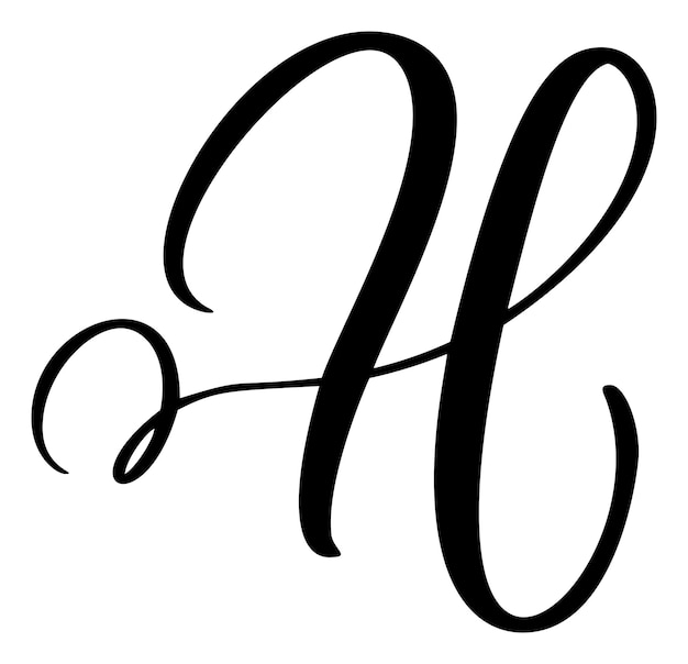 Caligrafía vectorial dibujada a mano letra H Logotipo de fuente de escritura Estilo de pincel escrito a mano