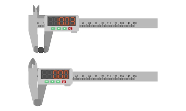 Caliper de acero digital con pantalla y botones