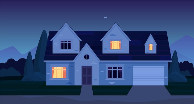 Casa en la noche Imagen Vector de stock - Alamy