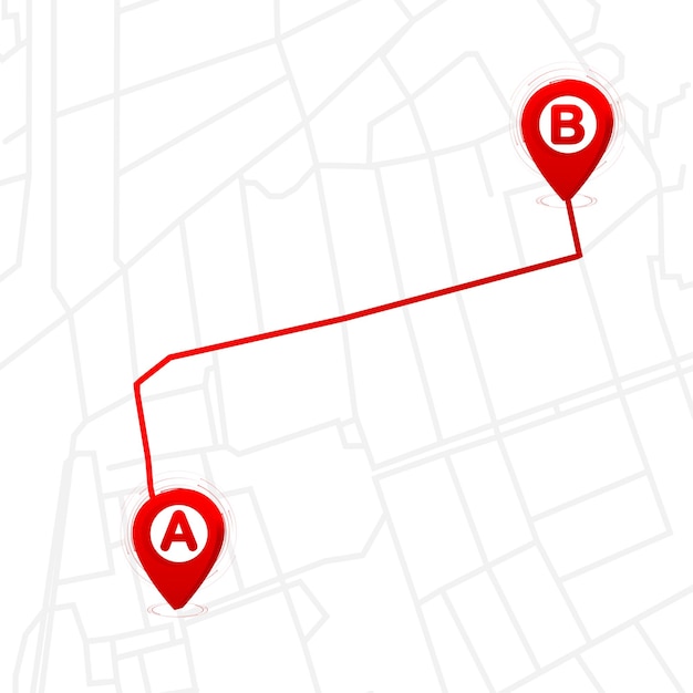 Vector calle de la ciudad a b mapa pista de distancia mapa ubicación vector ilustración