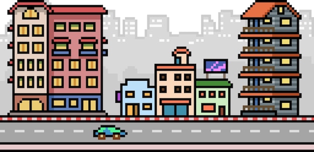 Calle de la ciudad de pixel art