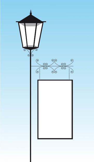 Vector calle de la lámpara negra con espacio de copia sobre ilustración vectorial de cielo