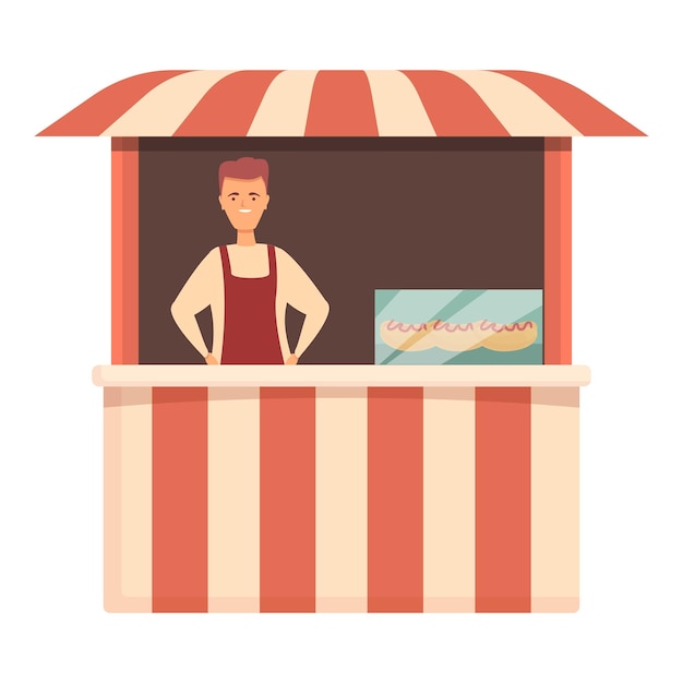 Calle tienda de hot dog tienda icono dibujos animados vector puesto de comida vendedor de puesto