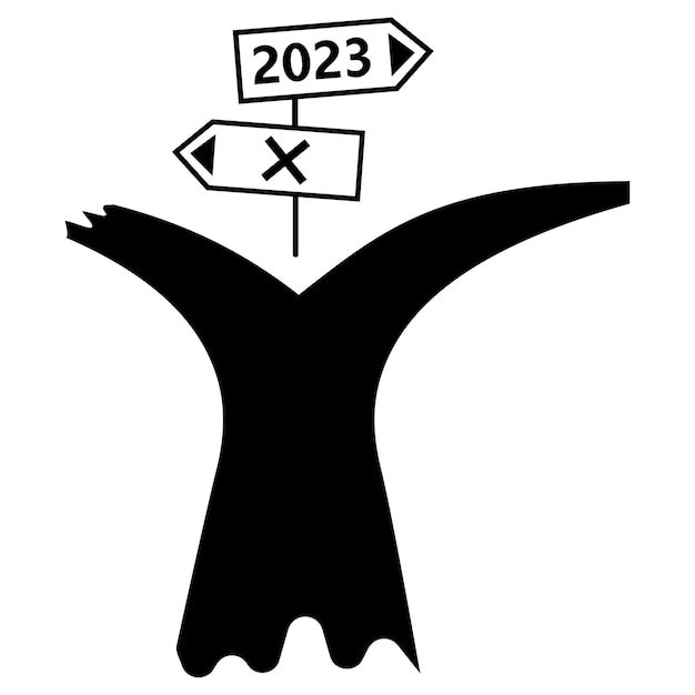 Callejón sin salida 2022 y camino que gira hacia el concepto 2023 veinte veintitrés vector feliz año nuevo 2023 hny