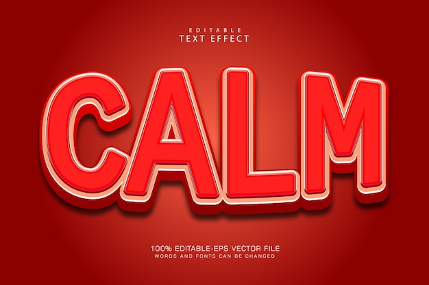 Calma efecto de texto editable 3 dimensiones en relieve estilo cómic
