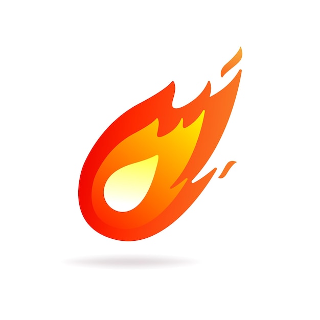 Calor de llama de bola de fuego al rojo vivo o símbolo de comida picante vector plano