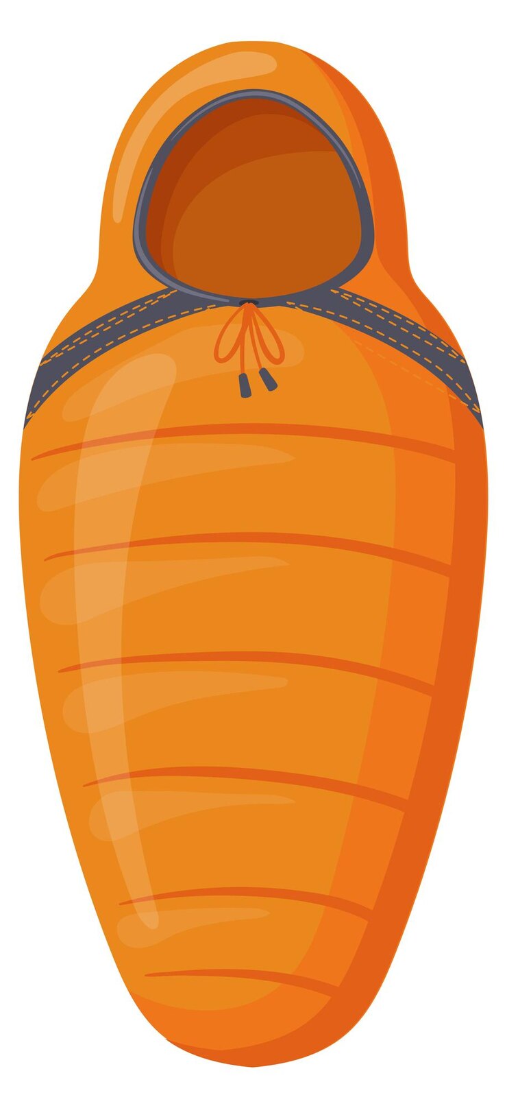Vector cama de camping portátil saco de dormir de dibujos animados naranja